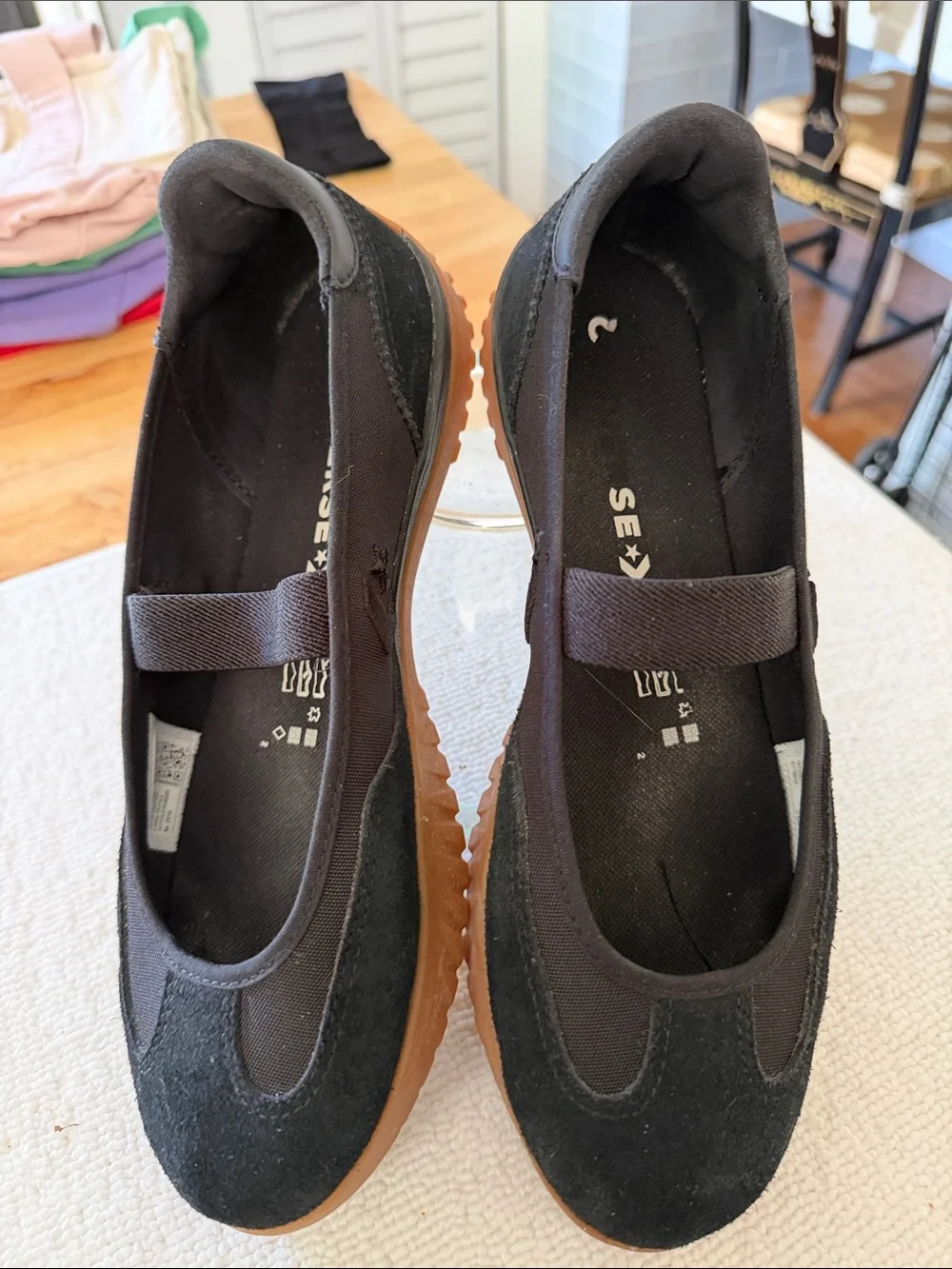 Converse Black Mary Jane Style Slip-On Flats with Gum Sole